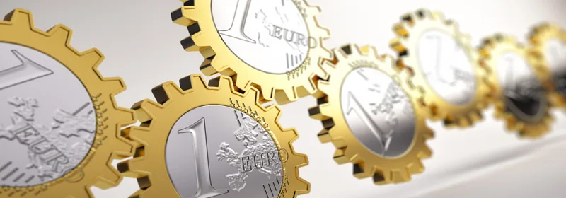 bandeau-rouages-euros1 Pièces d'un euro en forme de rouages dorés alignés